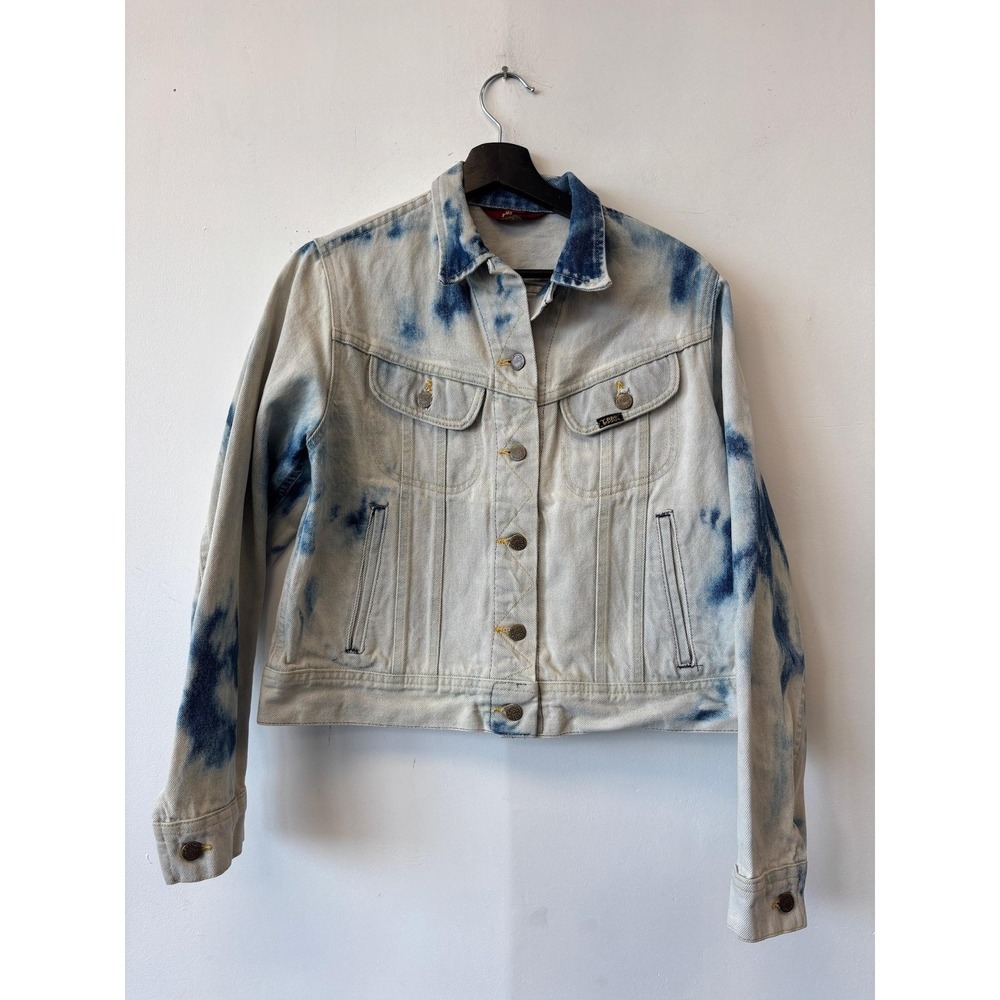 Vintage Ms. Lee Jacket Womens Medium Blue Acid Wash Denim Trucker Made USA 80s